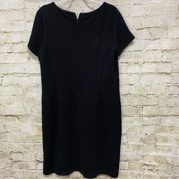 Chicos Black Textured Striped Sheath Career Dress - Picture 3 of 5